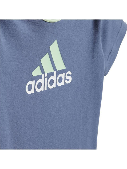 adidas Essentials Set Babystrampler Kurzärmelig mit Mütze Blau 2Stück