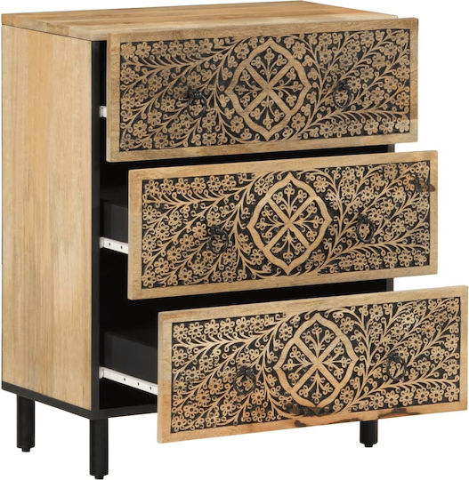 Cabinet Storage Made of Metal & Wood with 3 Drawers L60xW33xH75cm