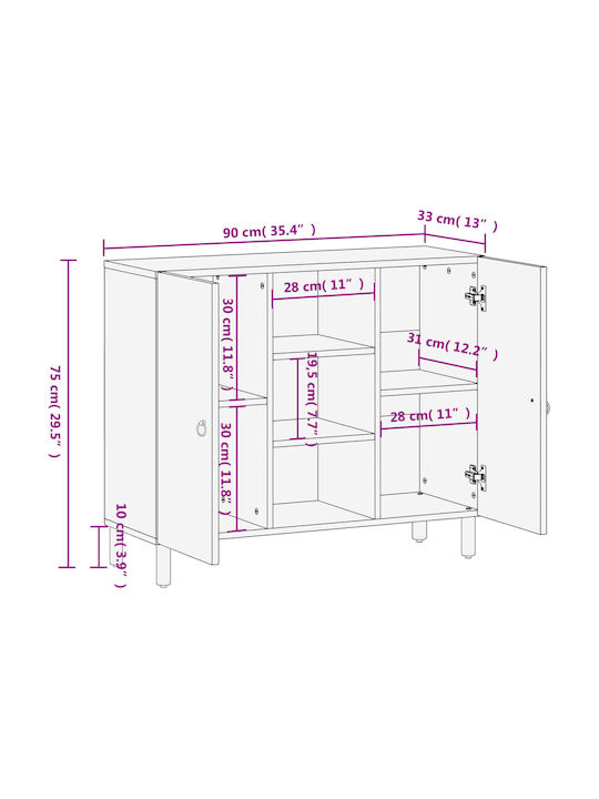 Cabinet Storage Made of Metal & Wood L90xW33xH75cm