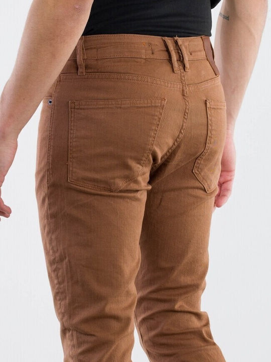 Ανδρικό Παντελόνι Τζιν με Slim Εφαρμογή Καφέ