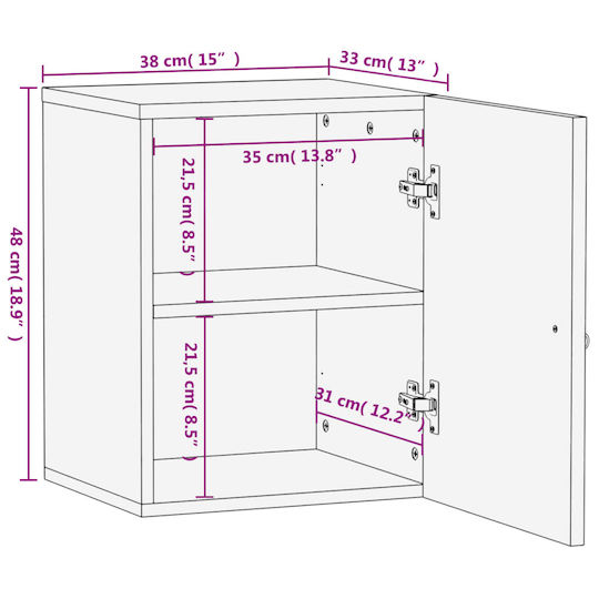 vidaXL Lemn Cabinet de baie L38xA33xÎ48cm Maro