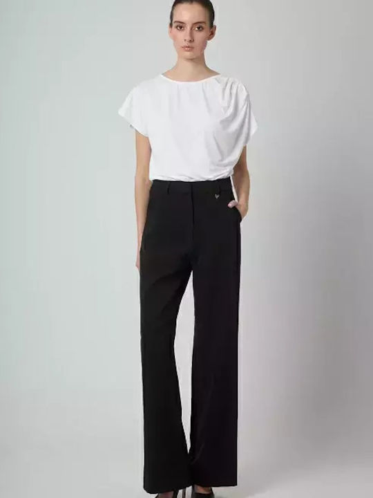 Desiree Women's High-waisted Fabric Trousers in Regular Fit Black