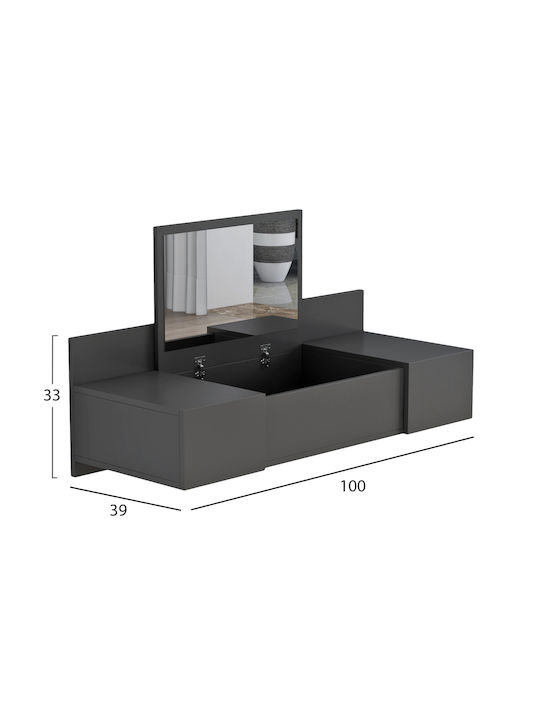 Schminktisch Hölzern Charcoal mit Spiegel 100x39x33cm