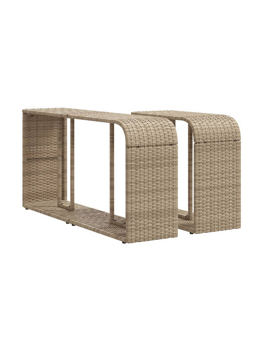 Rechteckiger Beistelltisch aus Bambus Beige 2Stücke M112xT27xH55cm vidaXL