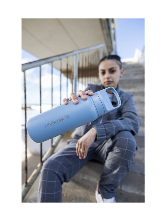 Lifestraw Wasserflasche Rostfreier Stahl mit Filter 650ml Hellblau