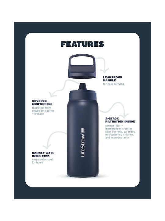 Lifestraw Παγούρι Ανοξείδωτο με Φίλτρο 530ml Μπλε