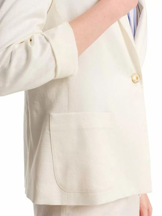 Forel Damen Mittellang Blazer Beige