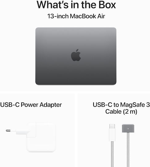Apple MacBook Air 13" (2024) 13.6" Retina Display (M3-8-core/16GB/512GB SSD) Space Gray (GR Keyboard)
