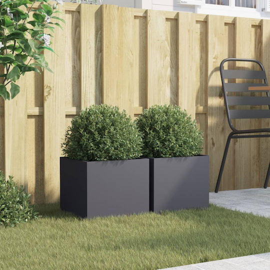 vidaXL Set 2 Jardiniere Din Plastic Antracit 32x29 cm
