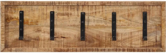 vidaXL Wooden Wall Hanger 5 Hooks Brown 80x5.5x25cm