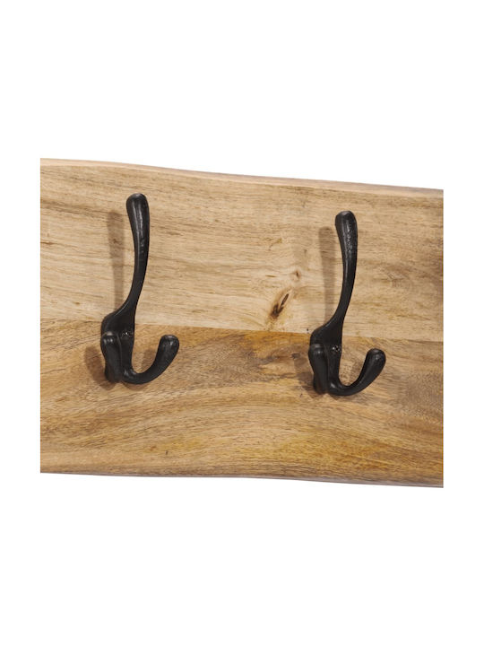 vidaXL Wooden Wall Hanger with 4 Slots Beige 82x7x22cm 1pc