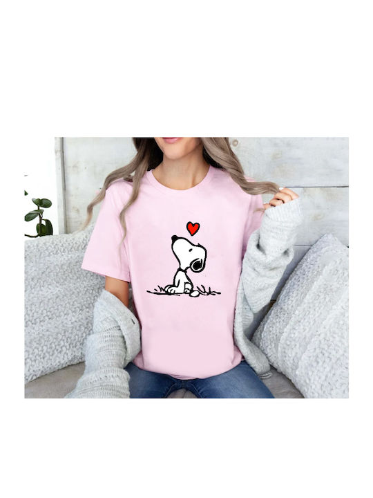 Fruit of the Loom Snoopy Love Original T-shirt Rosa Baumwolle