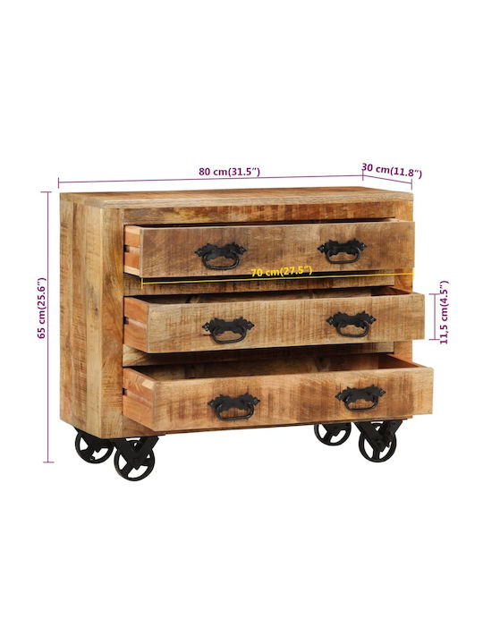 Sideboard made of Solid Wood with Drawers Brown 80x30x65cm