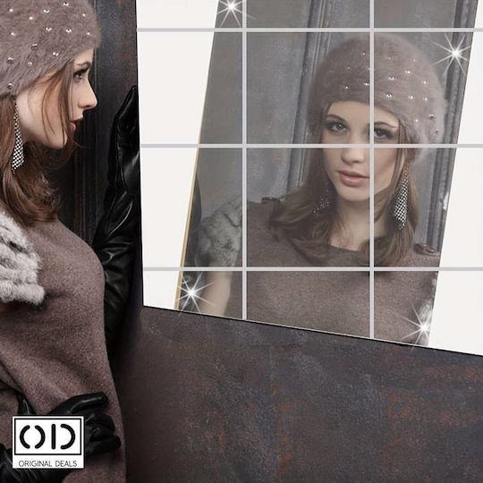 Self-adhesive Acrylic Mirrors For Wall And Furniture Decoration, Square Pattern With Straight Corners, Size 20 X 20 Cm, Set Of 4 Pieces, Original Deals