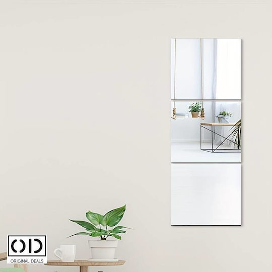 Self-adhesive Acrylic Mirrors For Wall And Furniture Decoration, Square Pattern With Straight Corners, Size 20 X 20 Cm, Set Of 4 Pieces, Original Deals