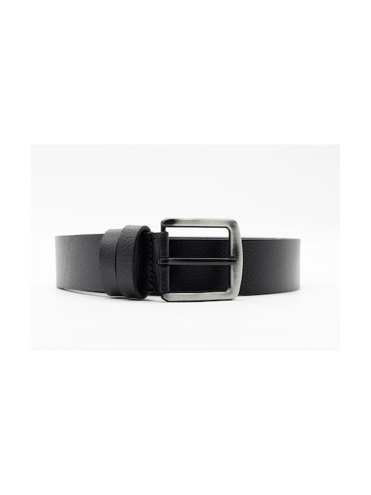 Savas Men's Leather Wide Belt Black