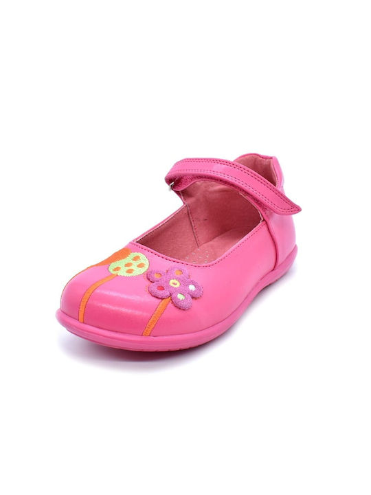 Bibelot Kids Anatomic Leather Ballerinas with Hoop & Loop Closure Fuchsia