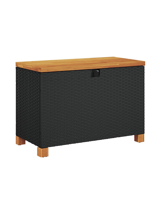 vidaXL Außenlagerbox Rattan Schwarz L80xB40xH48cm