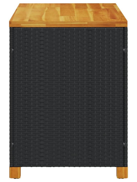 vidaXL Außenlagerbox Rattan Schwarz L110xB55xH63cm