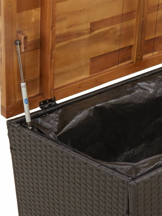 vidaXL Außenlagerbox Rattan Schwarz L110xB55xH63cm