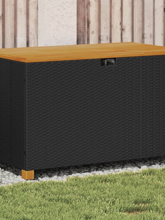 vidaXL Außenlagerbox Rattan Schwarz L110xB55xH63cm