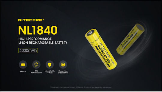 NiteCore Επαναφορτιζόμενη Μπαταρία 18650 4000mAh 3.6V 1τμχ