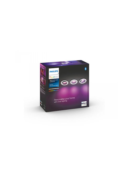 Philips Centura Παραλληλόγραμμο Χωνευτό Σποτ με Ενσωματωμένο LED RGB Λευκό 5x3εκ. 3τμχ