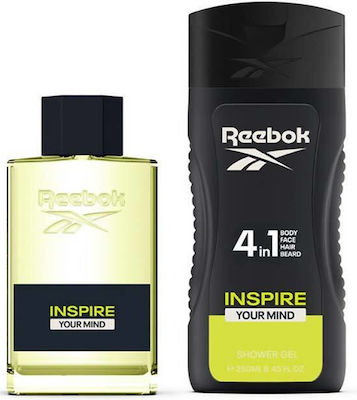 Reebok Gift Set Inspire Your Mind For Him - Gift Set For Men Edt 100ml Shower Gel 250ml 4 In 1 & Toiletry Bag