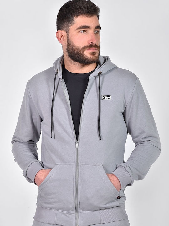 Clever Men's Sweatshirt Jacket with Hood Gray