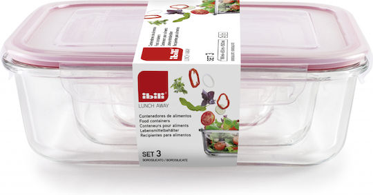 Ibili Set of Transparent Glass Lunch Boxes 3 Pieces