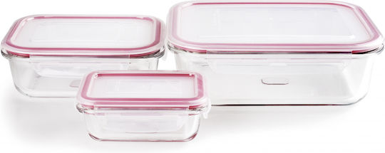 Ibili Set of Transparent Glass Lunch Boxes 3 Pieces