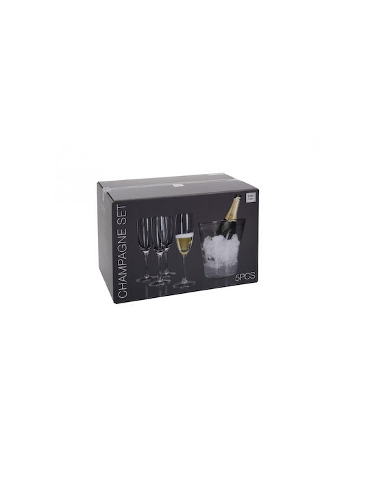 Excellent Houseware Set de pahare de sampanie din Sticlă Cu picior 5buc