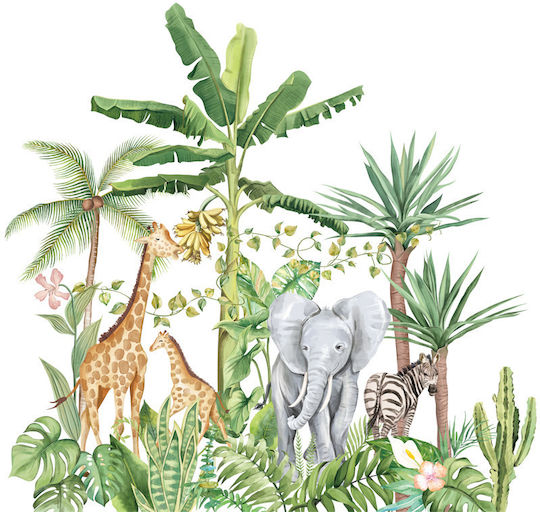 Decorative Sticker For Living Room And Bedroom, Safari Wild Animals, 60 X 90 Cm, Original Deals
