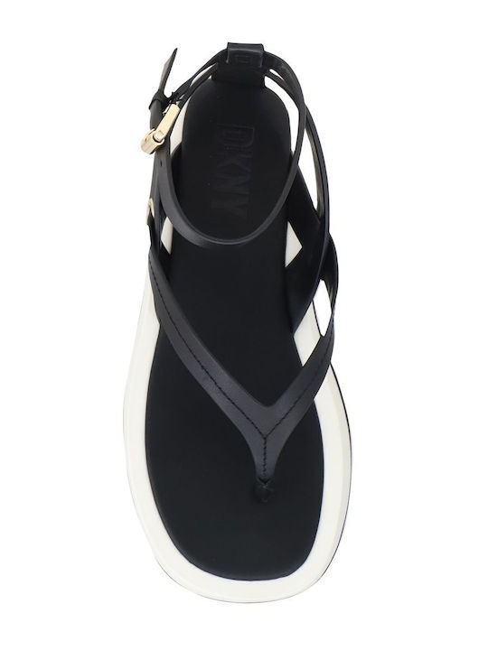 Ilianna Leather Women's Flat Sandals in Black Color
