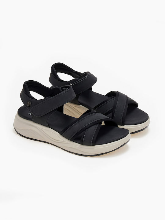 Xti Damen Flache Sandalen Sportlich in Schwarz Farbe