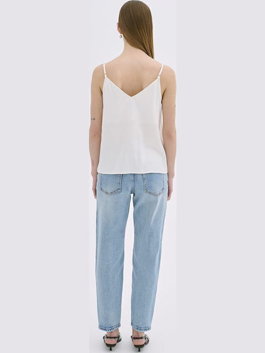 Women's Summer Blouse with Straps White