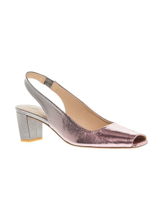 Zinda Leder Pumps mit Riemchen & mittelhoher Absatz Rosa