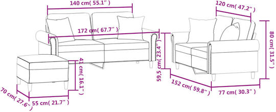 Living Room Furniture Set 2-Seater & 2-Seater & Stool Yellow