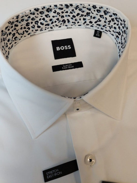 Hugo Boss Мъжка Риза Дълги ръкави Бял