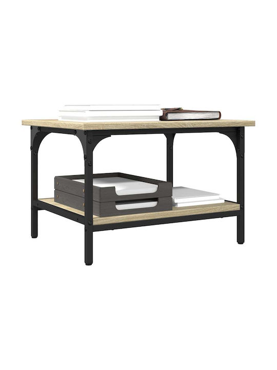 Rectangular Side Wooden Coffee Table with Wheels Brown W50xL40xH38cm