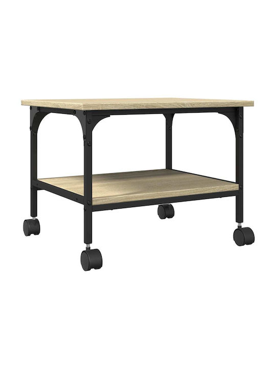 Rectangular Side Wooden Coffee Table with Wheels Brown W50xL40xH38cm