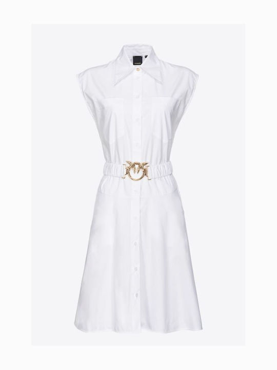 Pinko Poplin Shirt Dress with Love Birds Belt Anaceta 103111 A1p4 Bright White