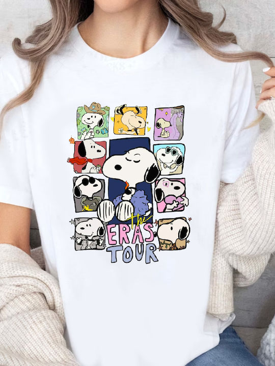White T-shirt Blouse Snoopy The Eras Tour Original Fruit Of The Loom 100% Cotton No4