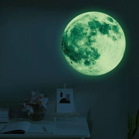 Phosphorescent Wall Sticker Moon Earth's Natural Satellite Glow In The Dark Self-adhesive 20cm Original Deals®