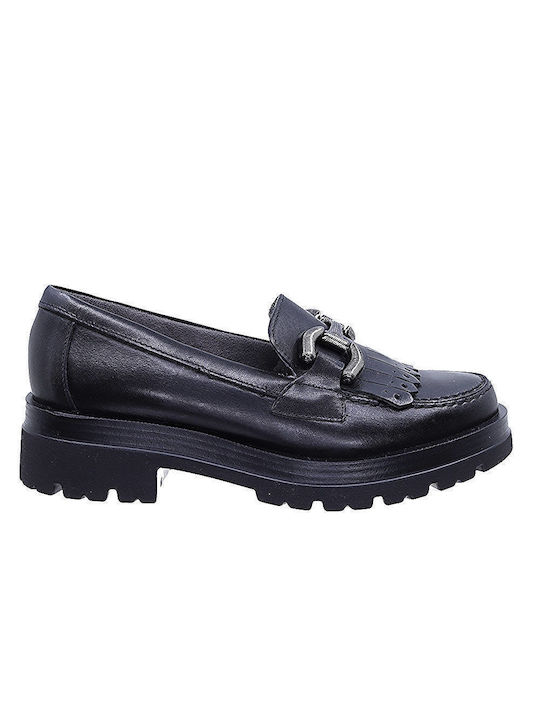 Pitillos Leather Women's Loafers in Black Color