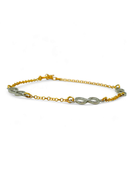 Bracelet Chain Σχέδιο with design Infinity made of Silver Gold Plated