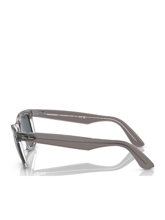 Ray Ban Wayfarer Unisex Γυαλιά Ηλίου με Γκρι Κοκκάλινο Σκελετό και Μπλε Φακό RB2140 1355/R5