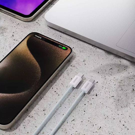 Dudao Braided USB 2.0 Cable USB-C male - USB-C 60W PD Λευκό 1m HU-6976625331277