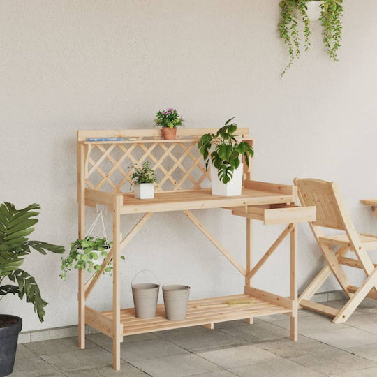 vidaXL Blumentopfständer Holz Beige mit Gitter 110cmx50cmx117cmcm.