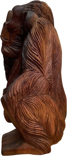 Handgefertigter Affe Skulptur aus Holz 35×25 cm.